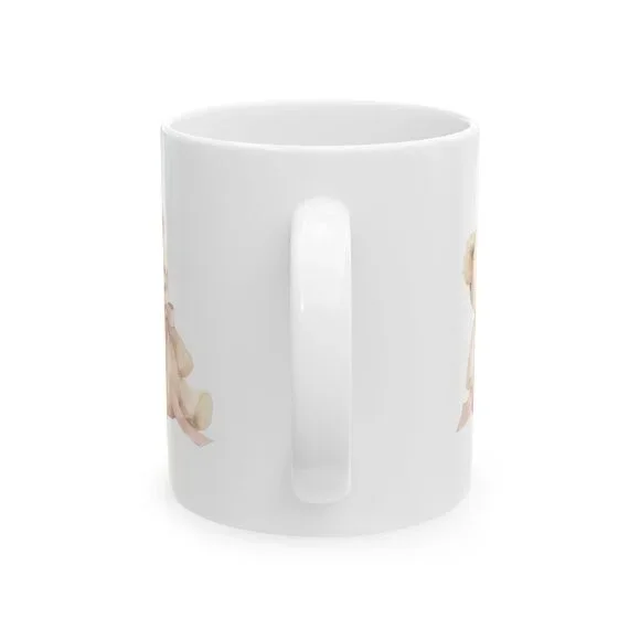 Teddy Bear Ceramic Mug — Cute Watercolor Bear Coffee Cup (11oz, 15oz) - Picture 2 of 4